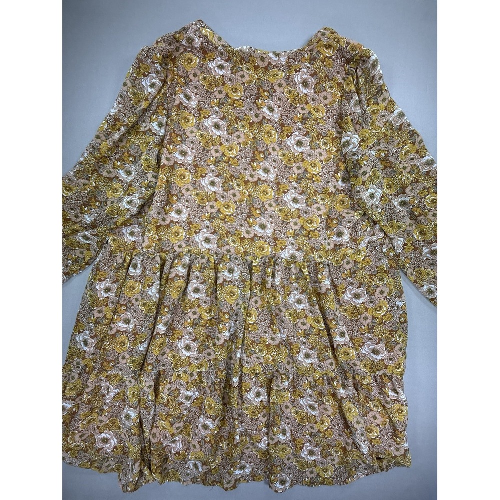 Indigo Soul Dress Women's 2XL Brown Yellow Floral Boho Short Babydoll Hippie - Picture 7 of 13